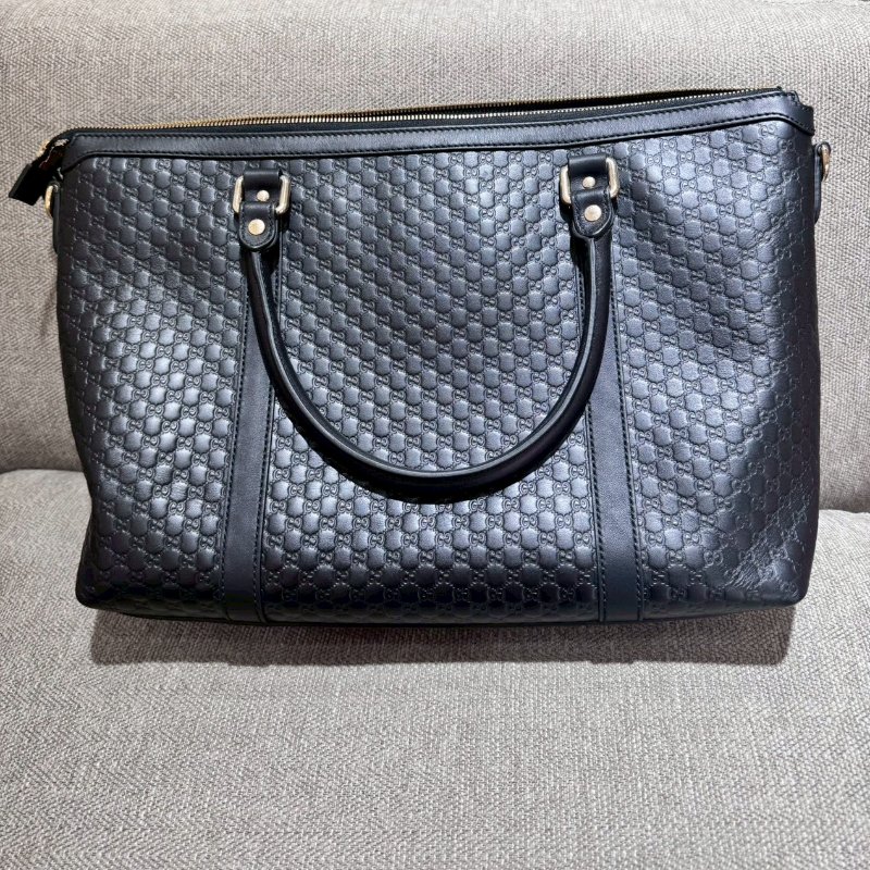 GUCCI 經典牛皮壓紋手提斜背包-1