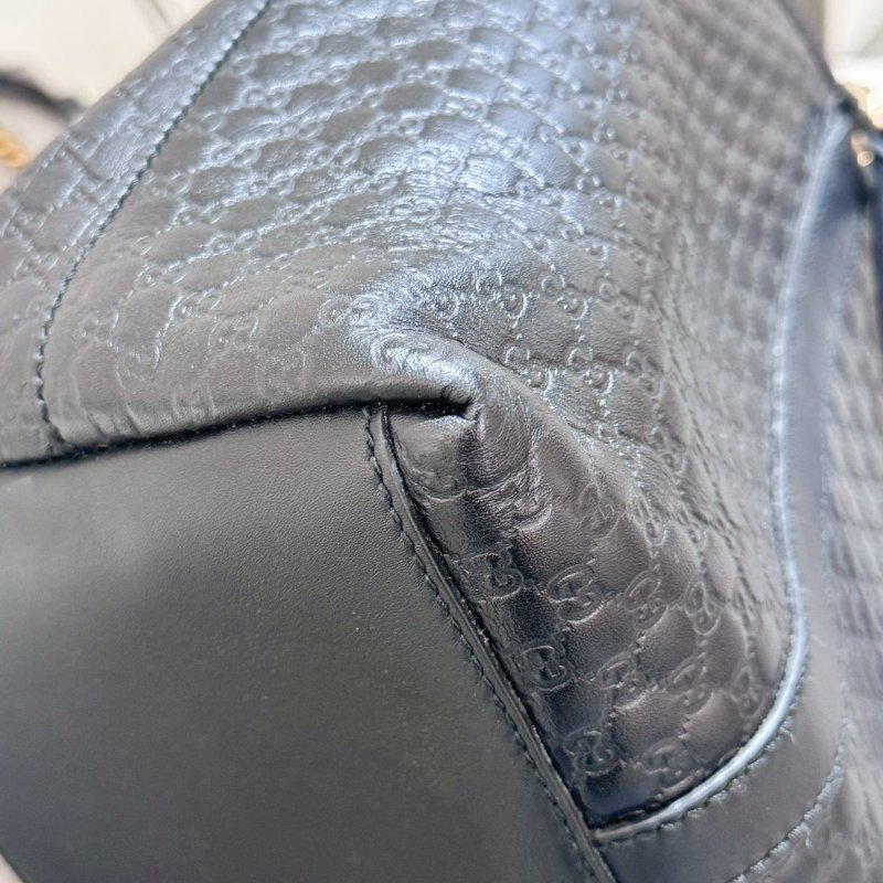 GUCCI 經典牛皮壓紋手提斜背包-7