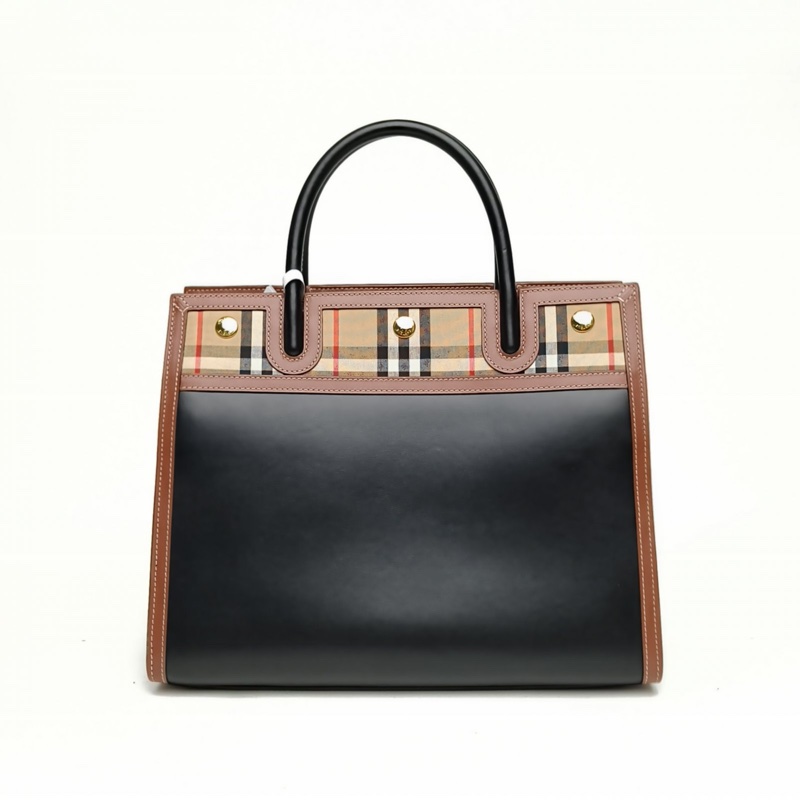 Burberry 拼色帆布Title泰爾勒格紋手提托特包-2