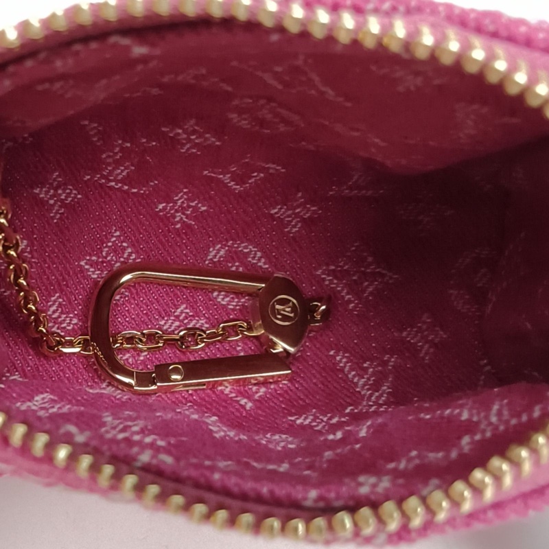 LOUIS VUITTON 粉色帆布晶片TrousseSPEEDY零錢包掛件-4