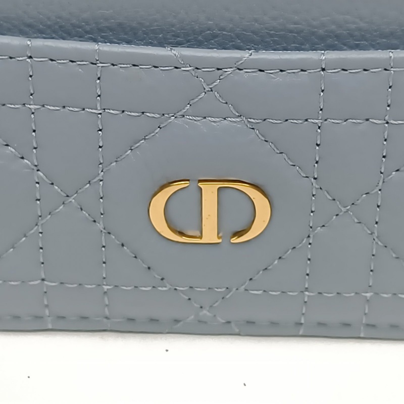 DIOR 霧霾藍牛皮金扣2023CD字母卡包-3