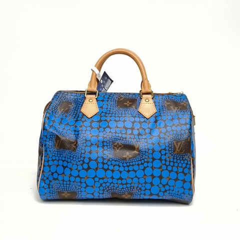 LOUIS VUITTON 藍色PVC2012speedy30草間彌生限量手提包