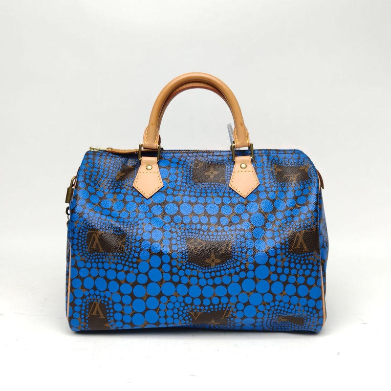 LOUIS VUITTON 藍色PVC2012speedy30草間彌生限量手提包-2