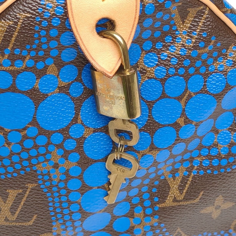 LOUIS VUITTON 藍色PVC2012speedy30草間彌生限量手提包-4