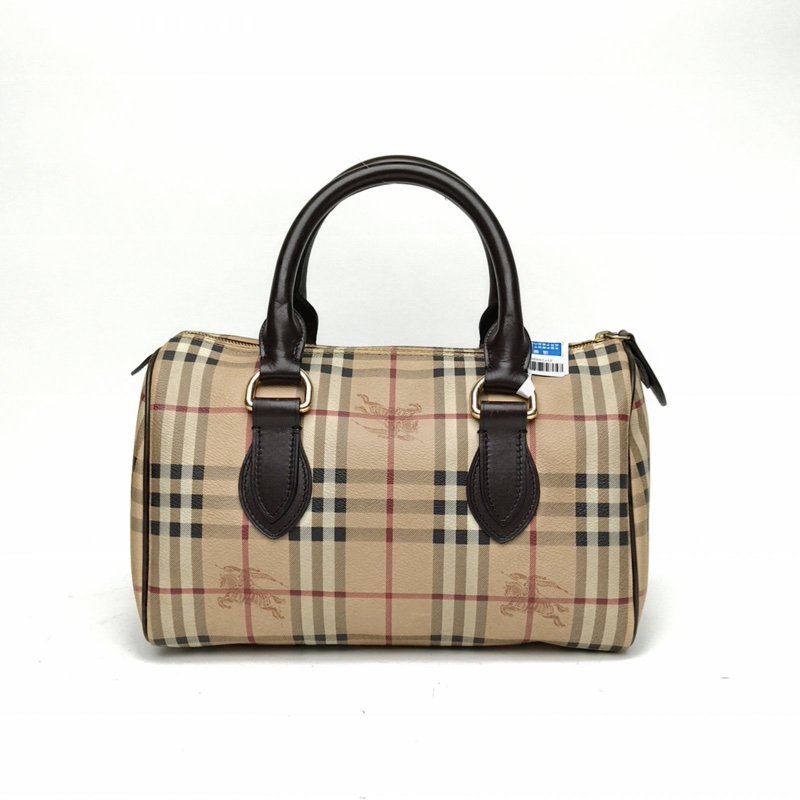 Burberry 巴寶莉格子PVC中古戰馬波士頓手提包-2