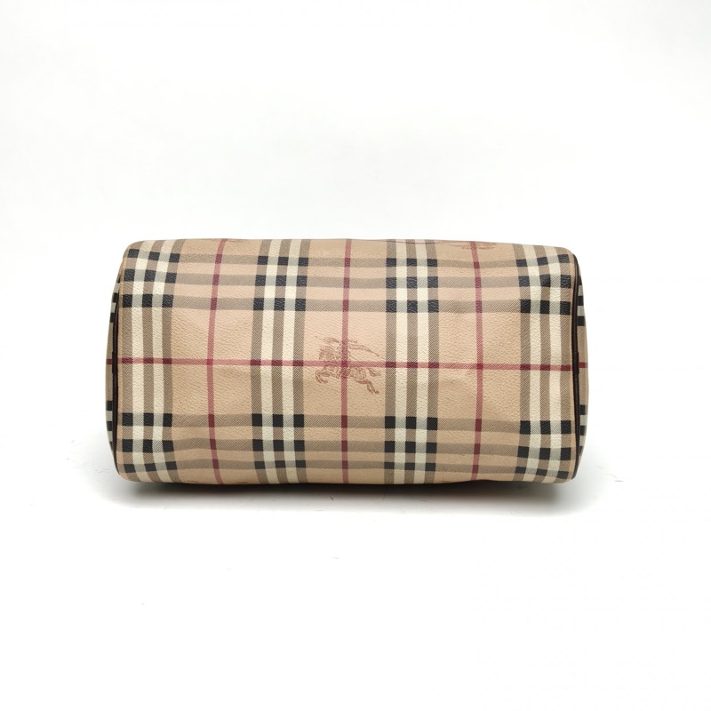 Burberry 巴寶莉格子PVC中古戰馬波士頓手提包-3