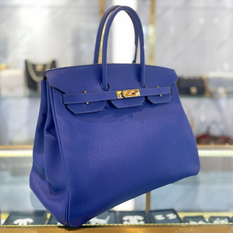 HERMES Epsom 柏金35CM 金釦 藍色-1