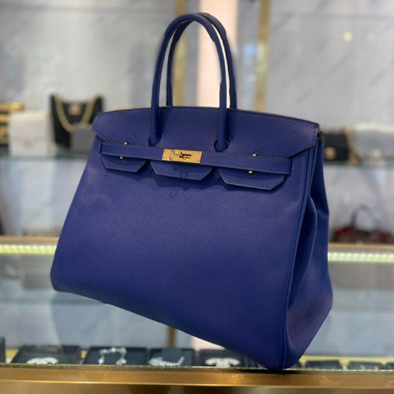 HERMES Epsom 柏金35CM 金釦 藍色-2