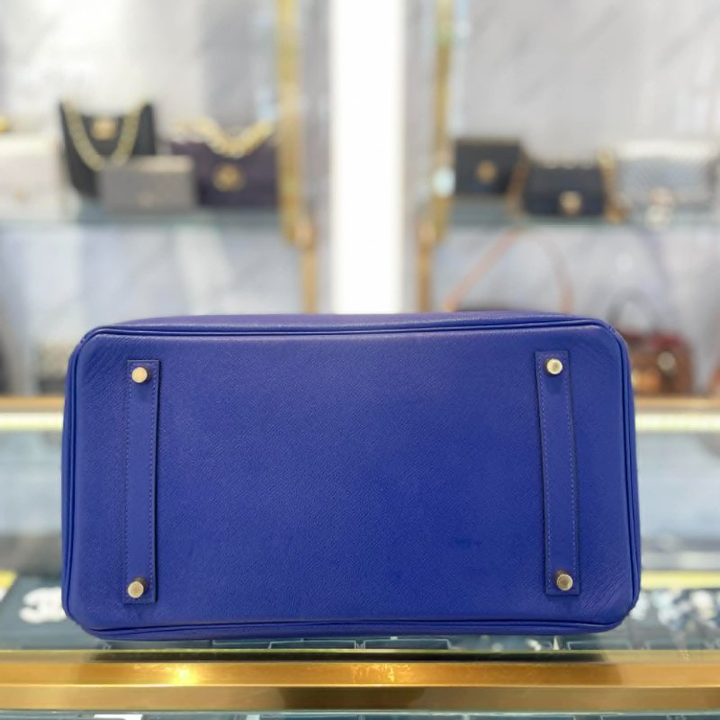 HERMES Epsom 柏金35CM 金釦 藍色-4