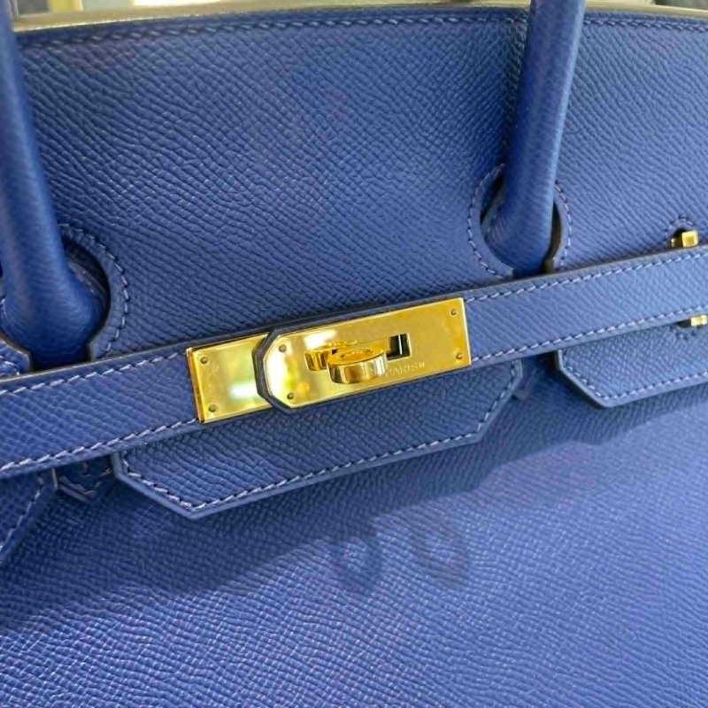 HERMES Epsom 柏金35CM 金釦 藍色-5