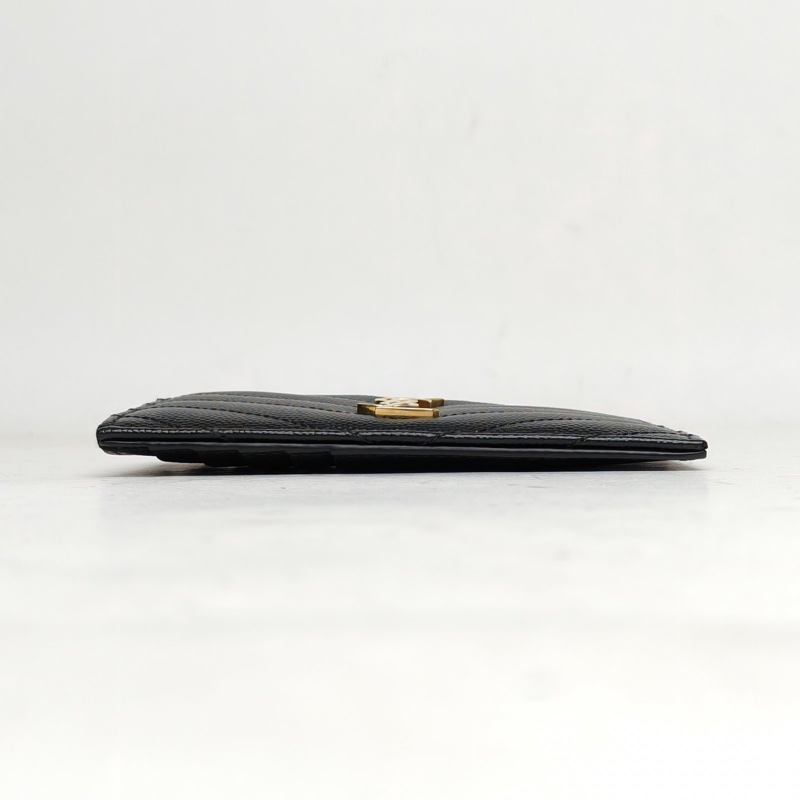 SAINT LAURENT 黑色荔枝牛皮YSLlogo卡包-2