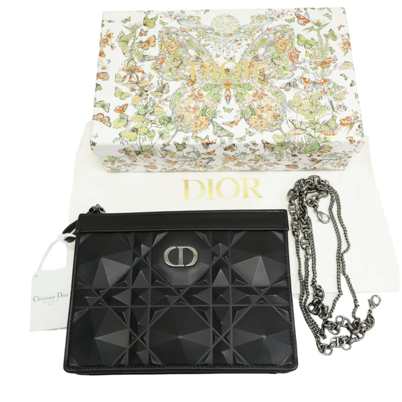 黑色 皮革 Caro Zipped Pouch 肩背包【Dior 迪奧】 S5106BNEM_M900-9