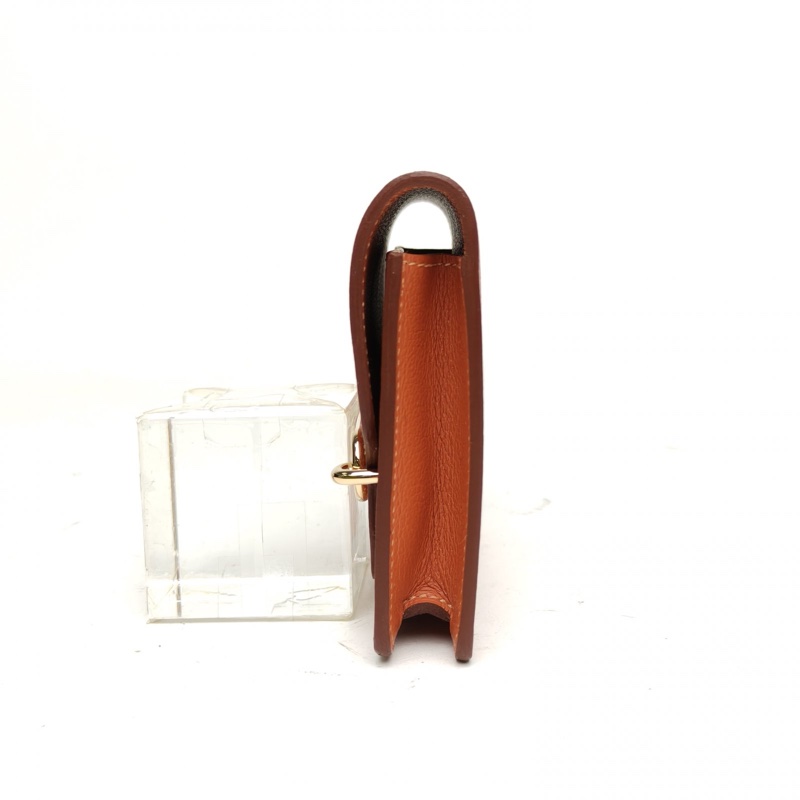 HERMES Roulis豬鼻子Slim錢包弗羅裏達藍拼腮紅色EC皮Z刻-1