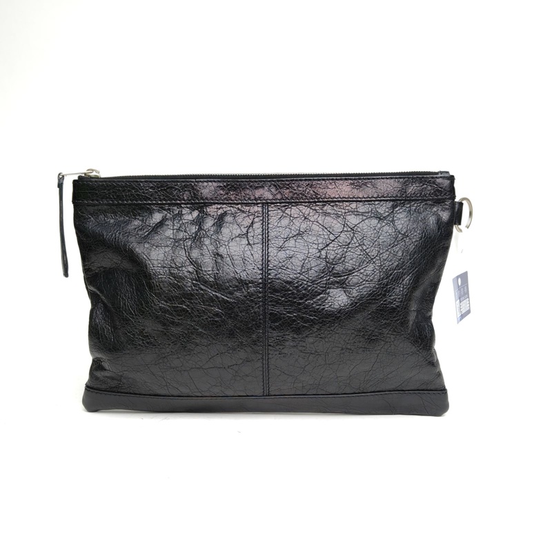 BALENCIAGA 黑色羊皮機車手拿包-1