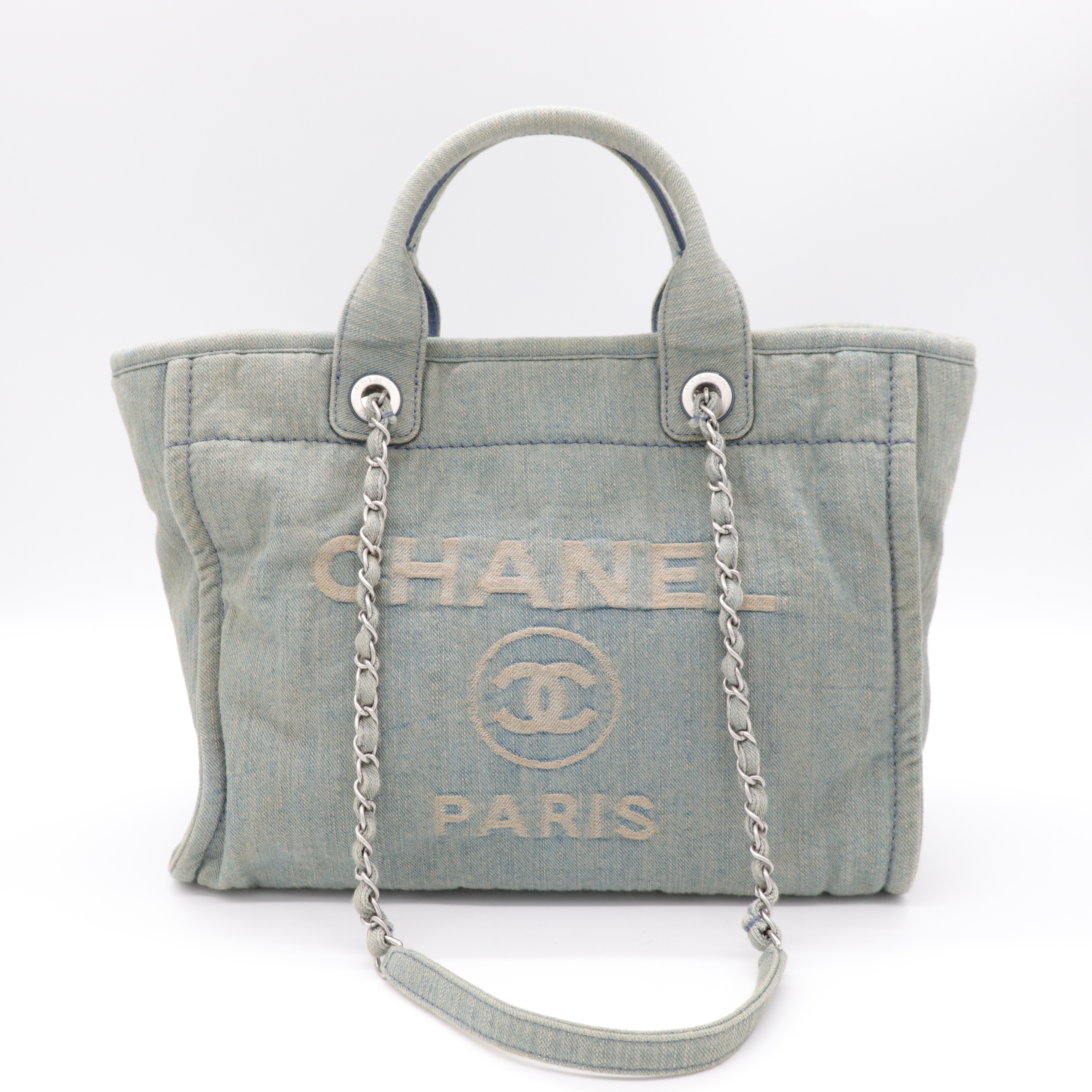 CHANEL 香奈兒 牛仔做舊沙灘包 手提包 肩背包-1