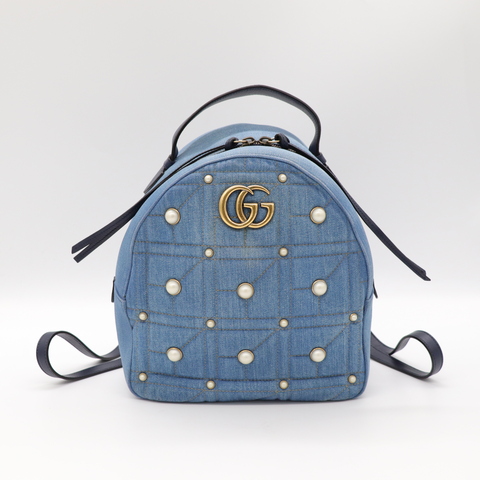 GUCCI 珍珠牛仔後背包
