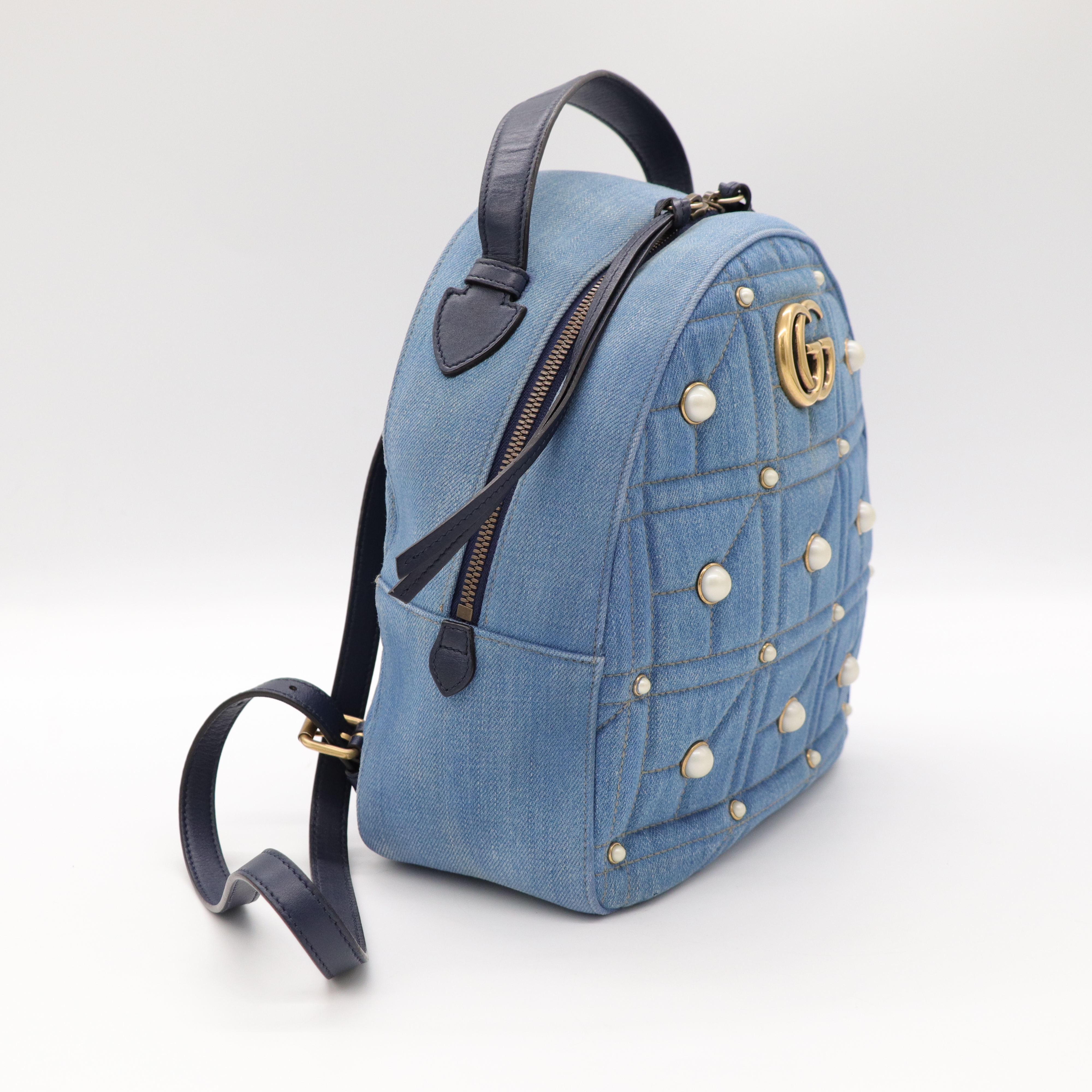 GUCCI 珍珠牛仔後背包-1