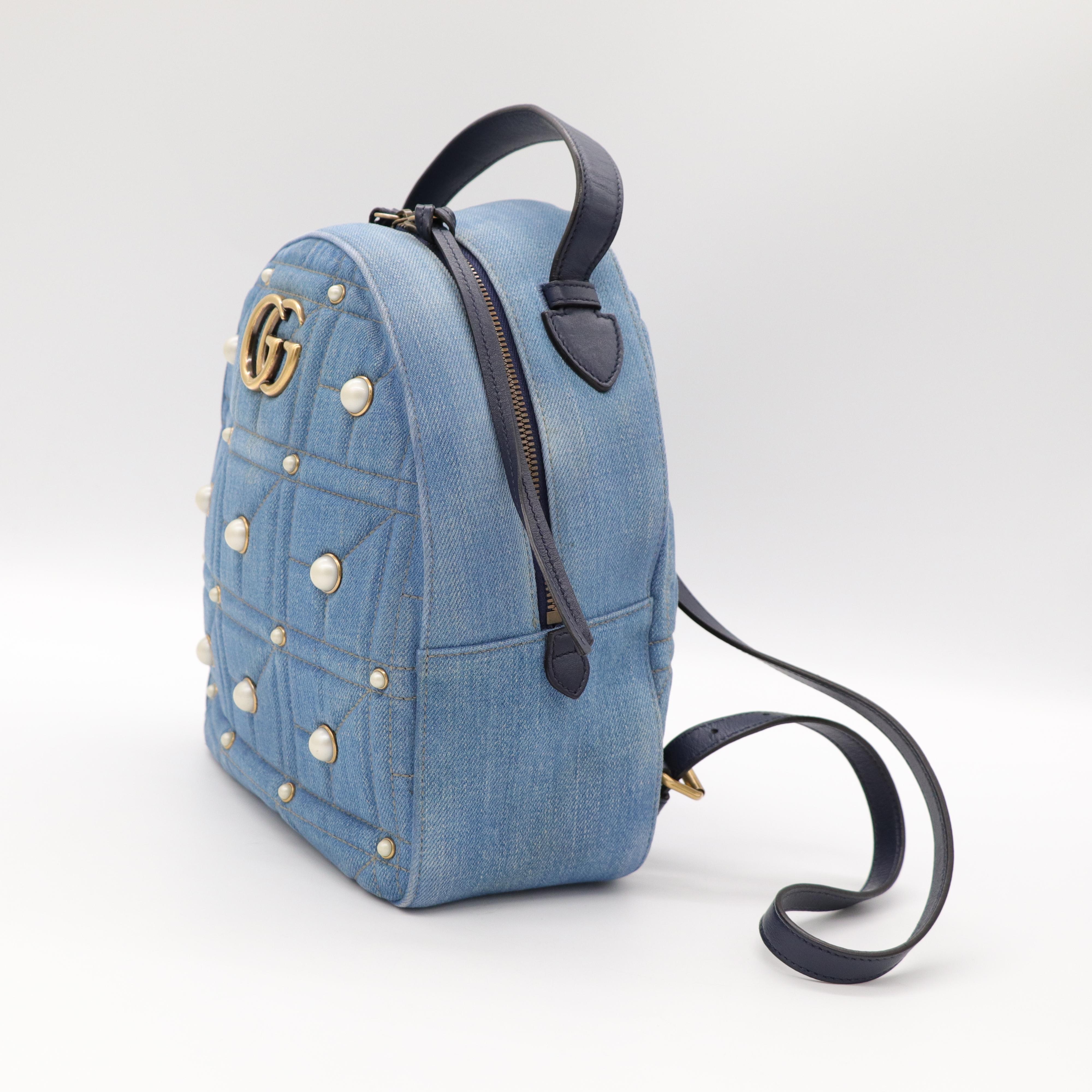 GUCCI 珍珠牛仔後背包-2