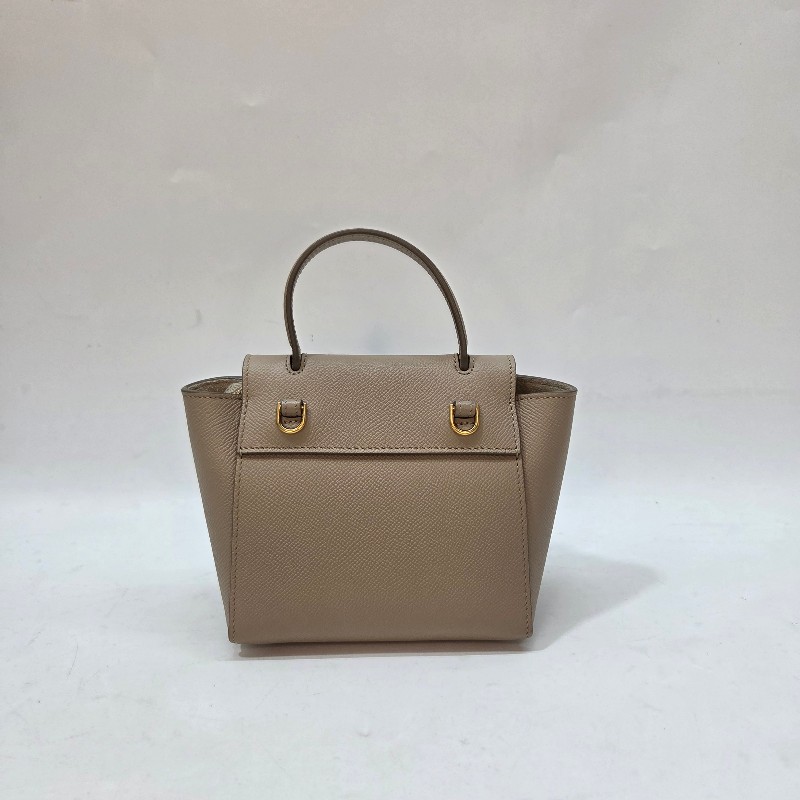Celine 奶茶牛皮金釦Pico Belt手提肩斜背包-2