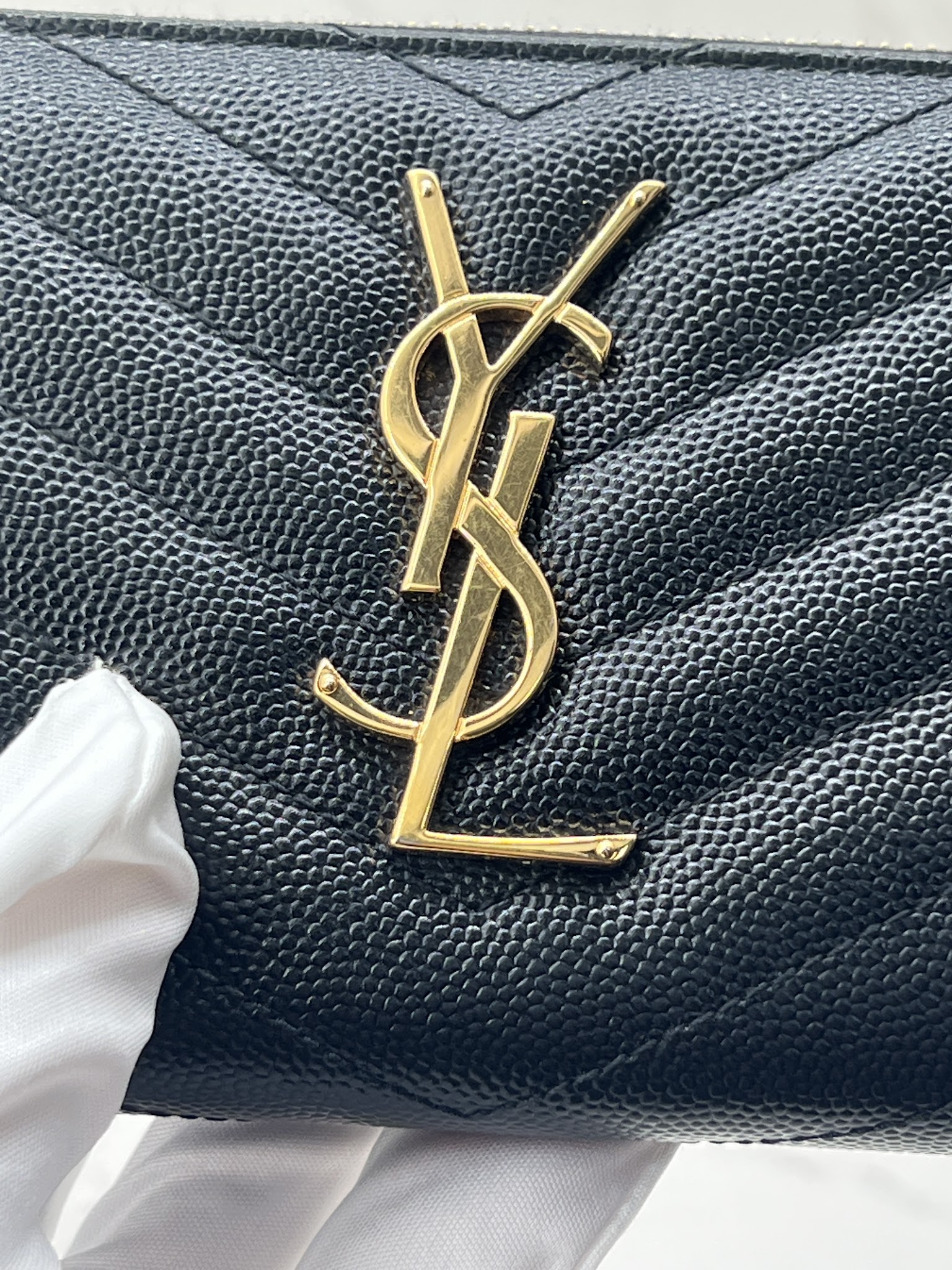 香緹國際精品 YSL 黑金 拉鍊長夾 858-5