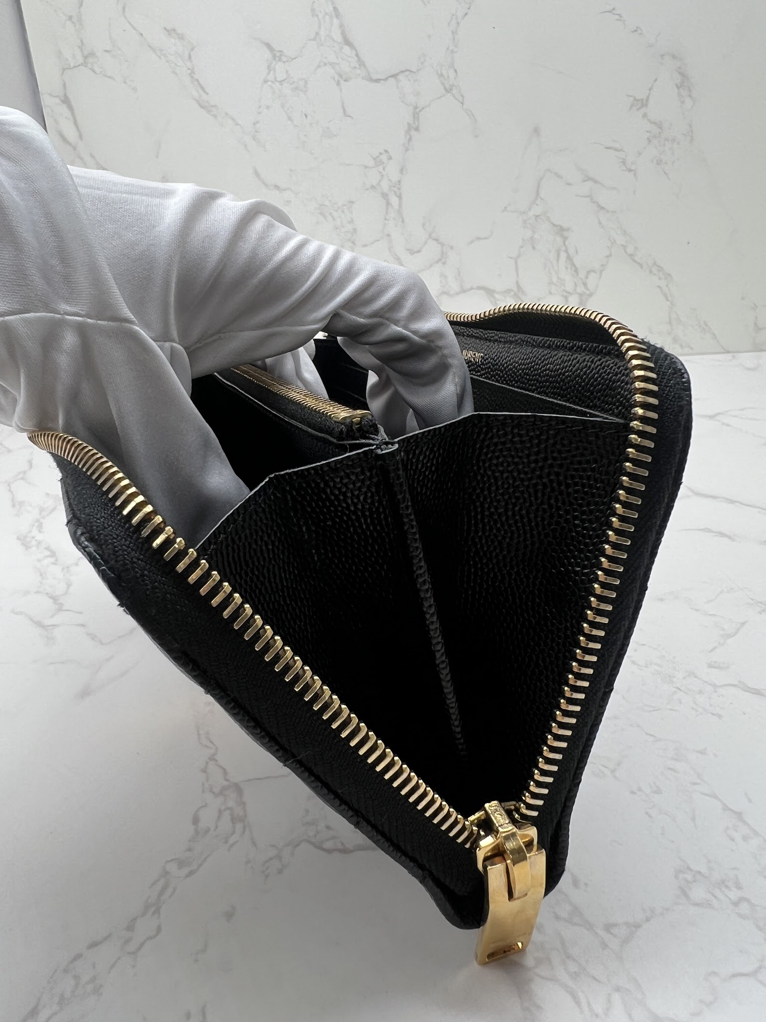 香緹國際精品 YSL 黑金 拉鍊長夾 858-7