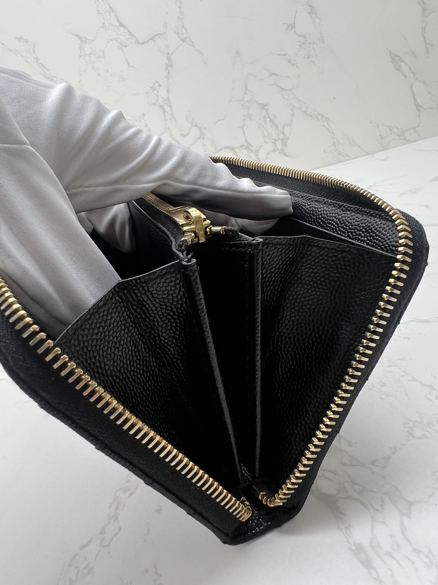 香緹國際精品 YSL 黑金 拉鍊長夾 858-8