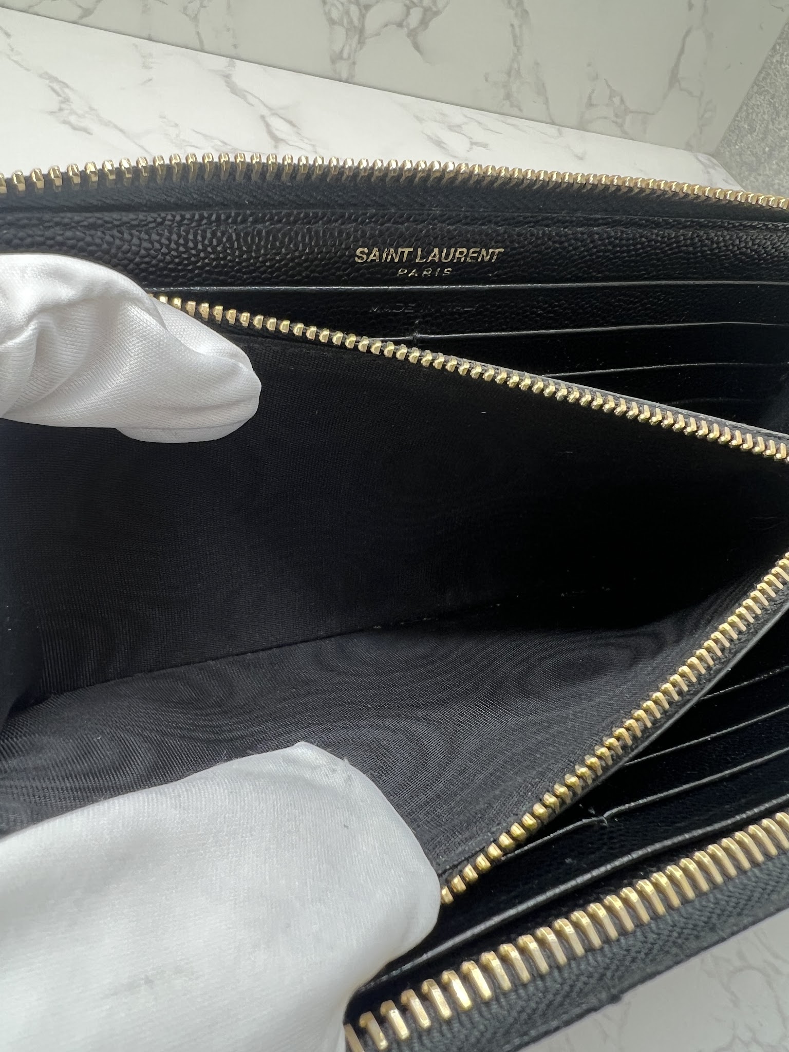 香緹國際精品 YSL 黑金 拉鍊長夾 858-9