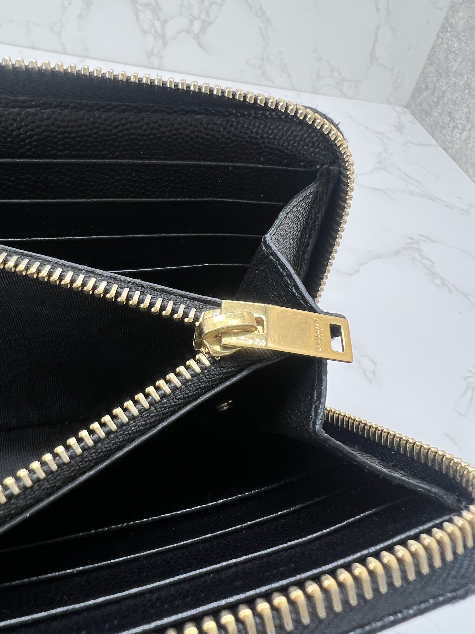 香緹國際精品 YSL 黑金 拉鍊長夾 858-10
