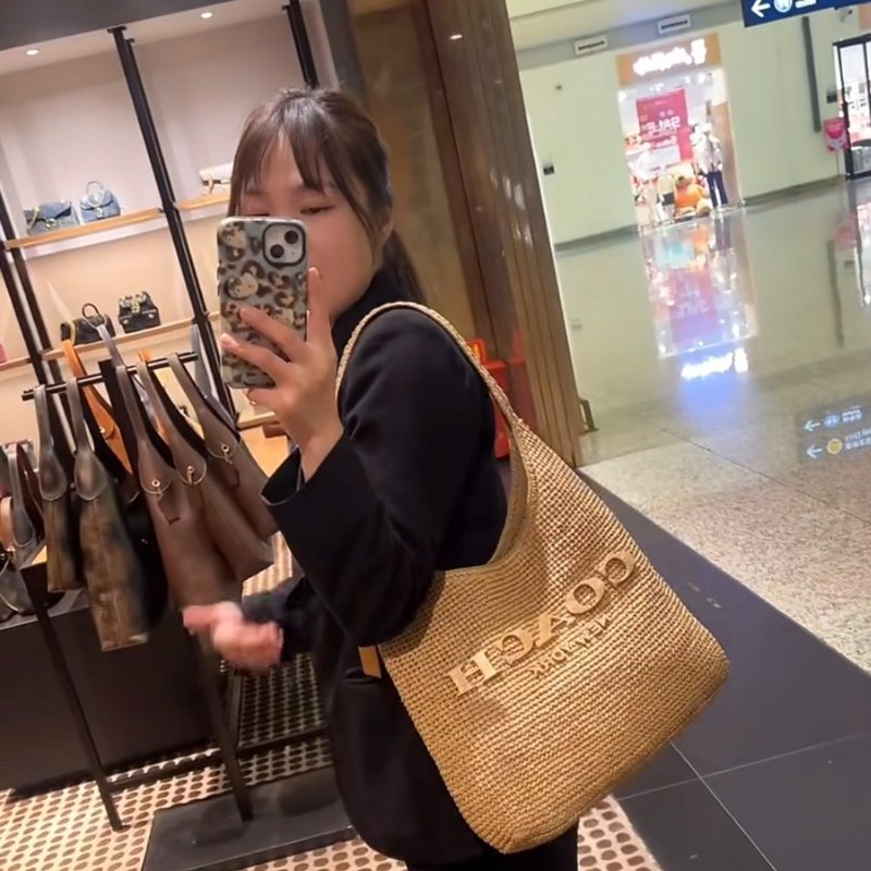【現貨】COACH Brooklyn 草編包 34 米色-0