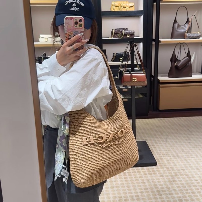 【現貨】COACH Brooklyn 草編包 34 米色-2