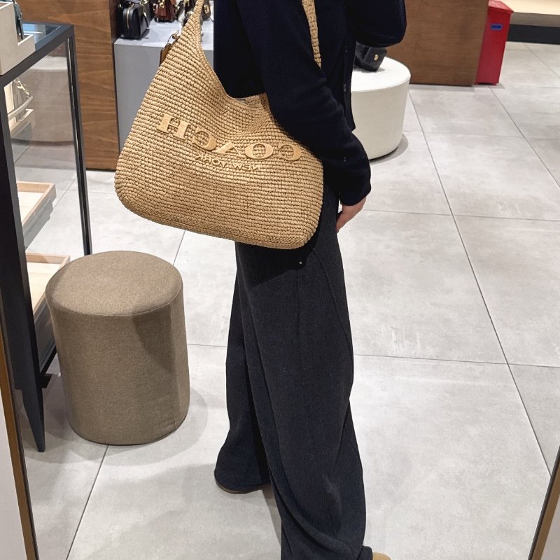 【現貨】COACH Brooklyn 草編包 34 米色-3