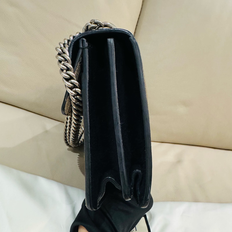 Gucci 古馳 經典黑色老花酒神包/肩背包/中號/95新美品-3