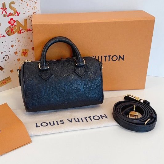 近新品 路易威登/Louis Vuitton 全皮黑色 Speedy nano枕頭包 芯片款-5