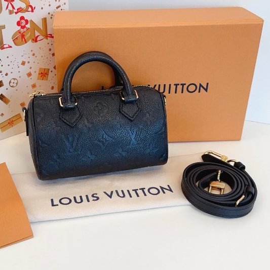 近新品 路易威登/Louis Vuitton 全皮黑色 Speedy nano枕頭包 芯片款-6