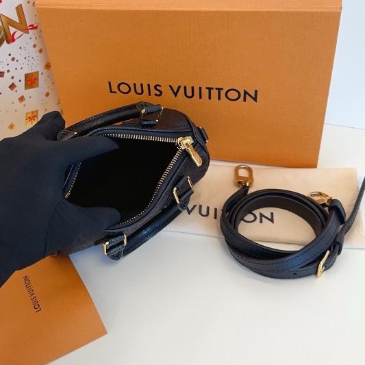 近新品 路易威登/Louis Vuitton 全皮黑色 Speedy nano枕頭包 芯片款-8