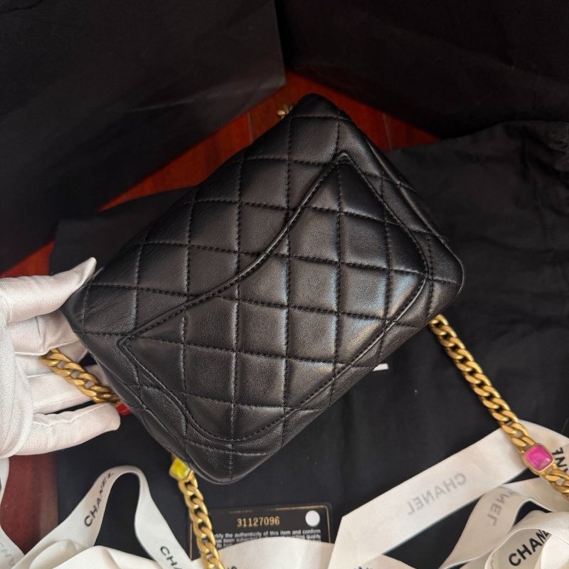 近新品 香奈兒/Chanel 黑金方胖子 滅霸彩寶鏈條包-1