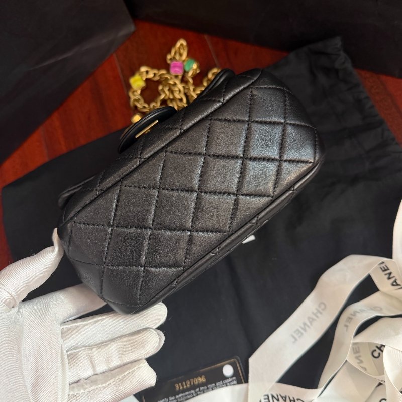 近新品 香奈兒/Chanel 黑金方胖子 滅霸彩寶鏈條包-7
