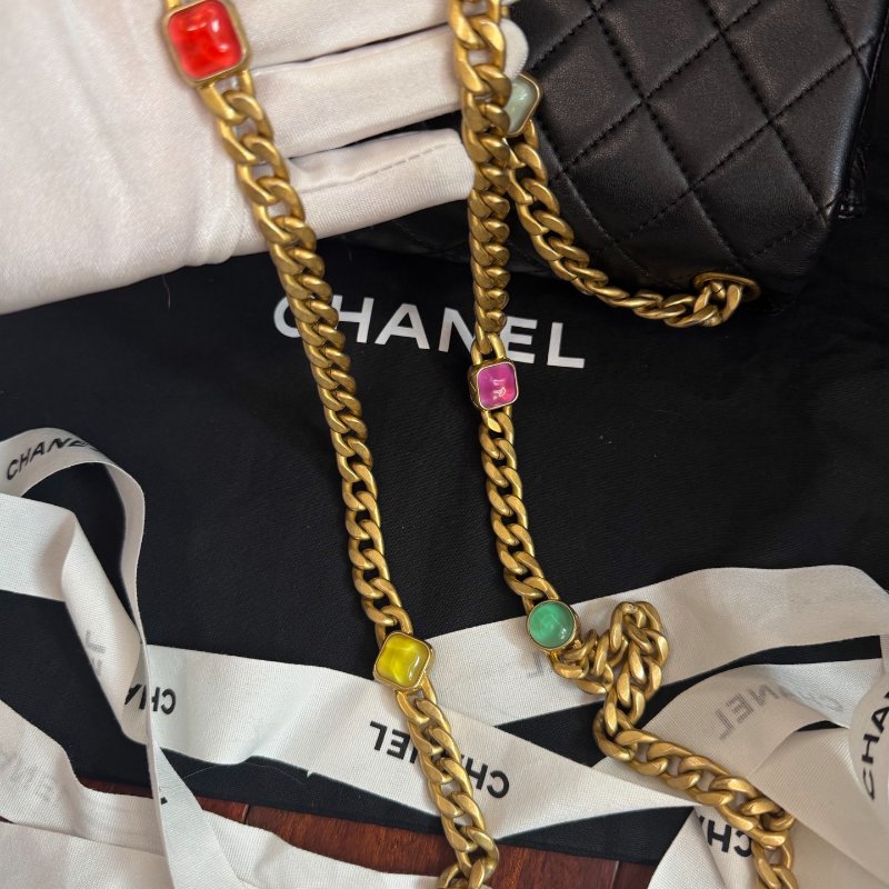 近新品 香奈兒/Chanel 黑金方胖子 滅霸彩寶鏈條包-8