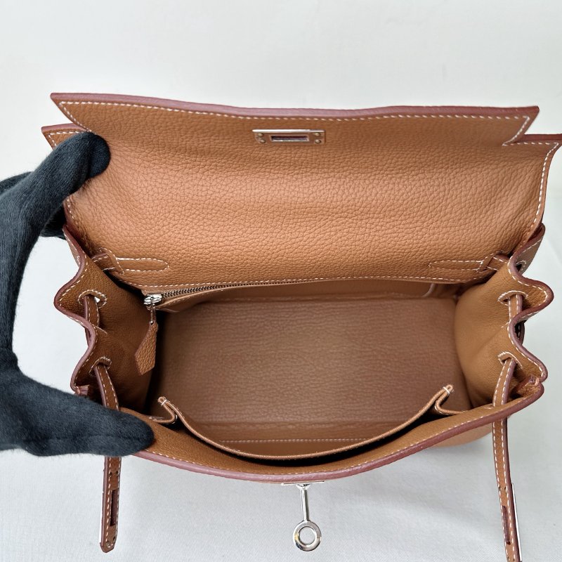 HERMES 全新金棕銀扣Kelly 25-6
