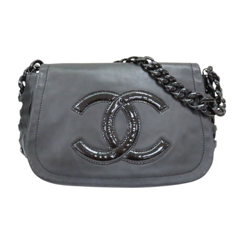 黑色 牛皮 壓克力鍊帶 Modern Chain Rhodoid Flap 肩背包 銀扣【CHANEL 香奈兒】