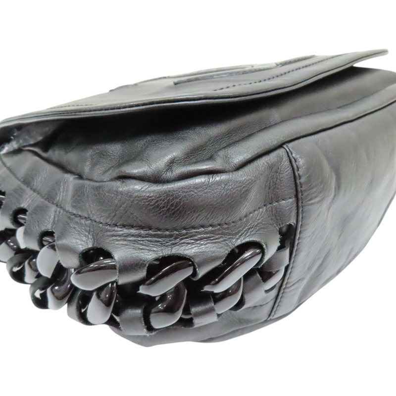 黑色 牛皮 壓克力鍊帶 Modern Chain Rhodoid Flap 肩背包 銀扣【CHANEL 香奈兒】-9