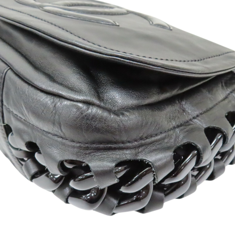 黑色 牛皮 壓克力鍊帶 Modern Chain Rhodoid Flap 肩背包 銀扣【CHANEL 香奈兒】-10