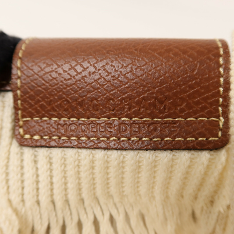 Longchamp 棉質/牛皮皮革Shoulder Bag金扣手挽肩背兩用袋-5