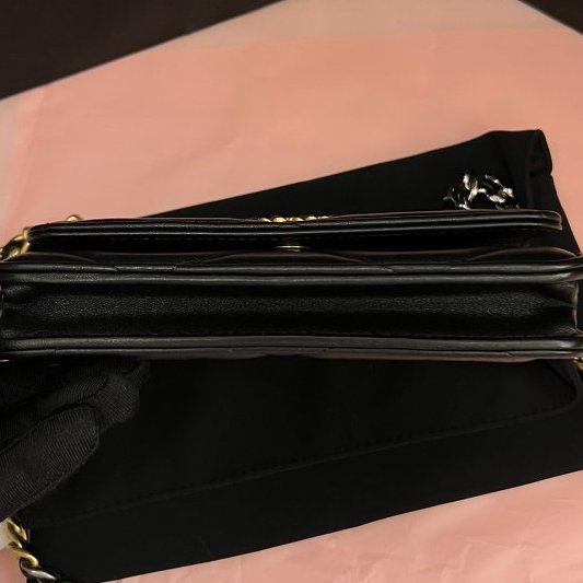 閒置新 香奈兒/Chanel 19Bag Woc羊皮mini金扣金銀鏈條包-7