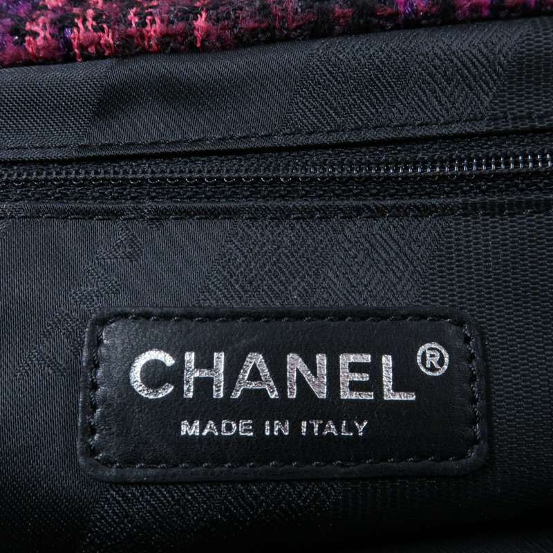 CHANEL 牛皮皮革/Tweed Portobello Tote銀扣鏈帶手挽肩背兩用袋-12