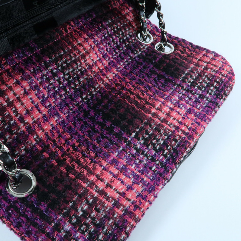 CHANEL 牛皮皮革/Tweed Portobello Tote銀扣鏈帶手挽肩背兩用袋-14