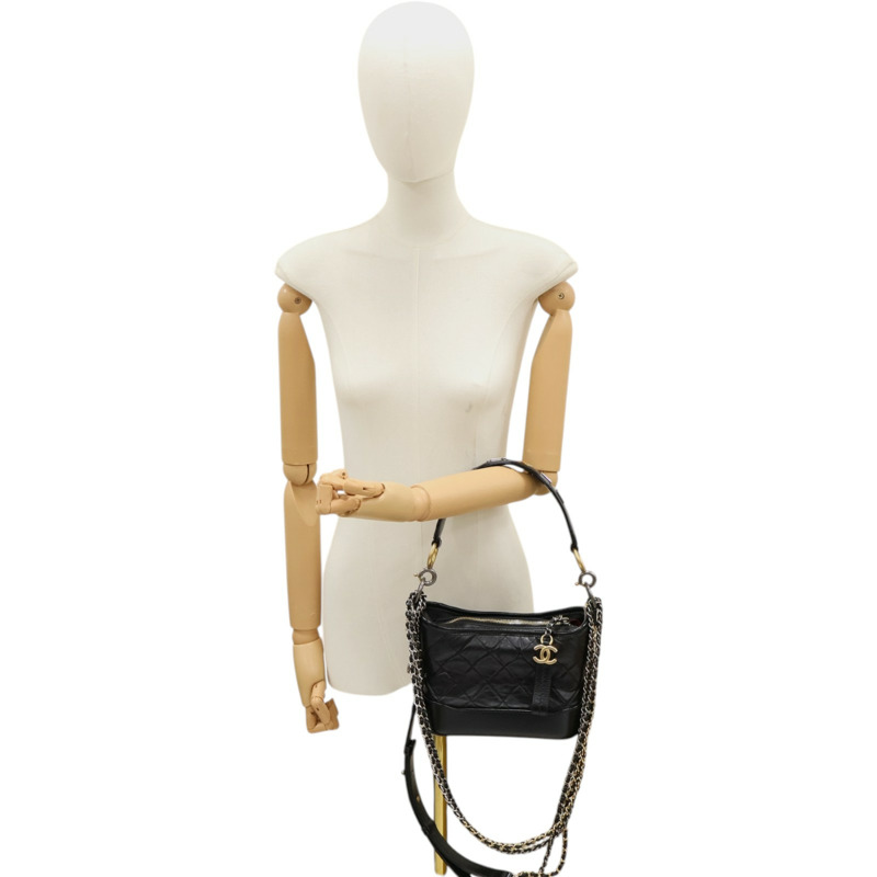 黑色 菱格紋 牛皮 Small Gabrielle Hobo 兩用包【CHANEL 香奈兒】 AS1582-8