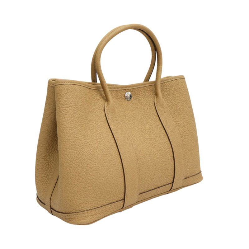 餅乾色 Negonda牛皮 Garden Party 30 手提包 B刻 銀扣【HERMES 愛馬仕】 H051568CK-1