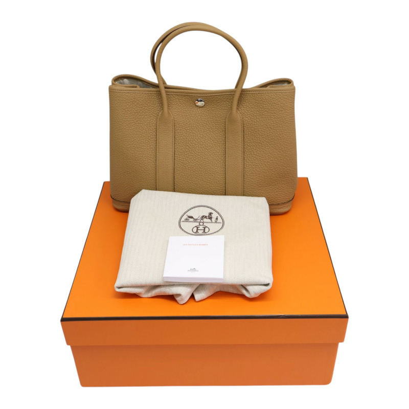 餅乾色 Negonda牛皮 Garden Party 30 手提包 B刻 銀扣【HERMES 愛馬仕】 H051568CK-7