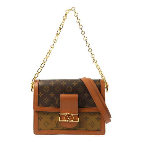 LOUIS VUITTON Monogram Reverse Dauphine MM金扣手挽肩背兩用袋